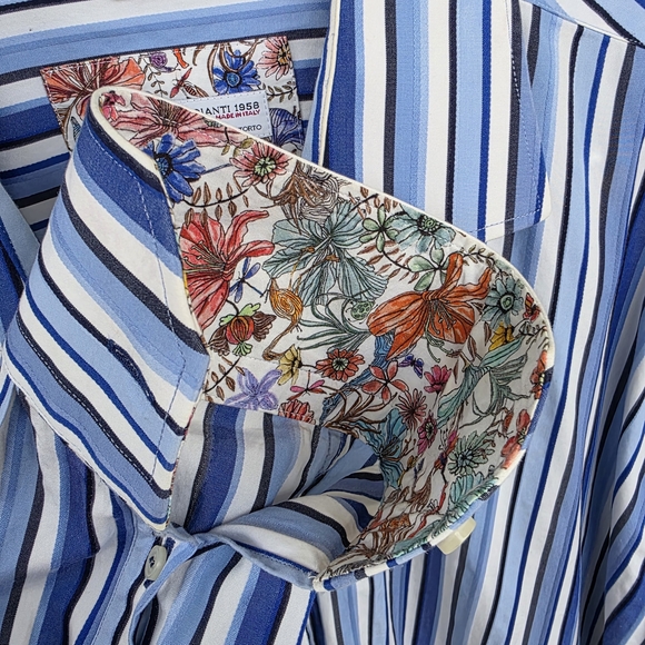 Poggianti 1958 Long Sleeve Button Up Striped Shirt - Picture 4 of 8